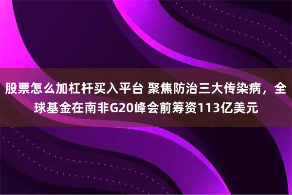 股票怎么加杠杆买入平台 聚焦防治三大传染病，全球基金在南非G20峰会前筹资113亿美元