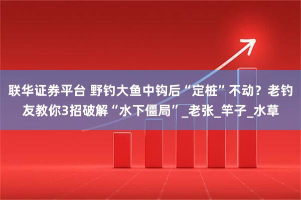 联华证券平台 野钓大鱼中钩后“定桩”不动？老钓友教你3招破解“水下僵局”_老张_竿子_水草