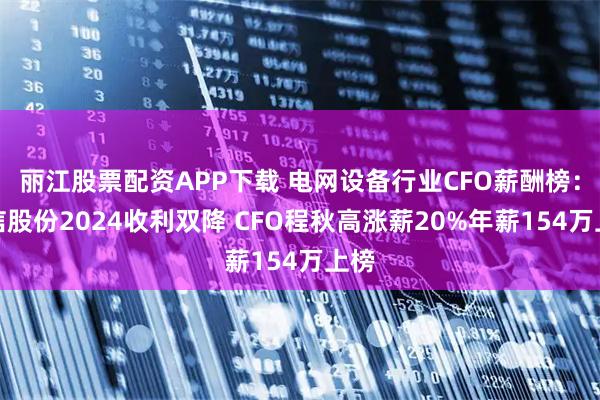 丽江股票配资APP下载 电网设备行业CFO薪酬榜：良信股份2024收利双降 CFO程秋高涨薪20%年薪154万上榜
