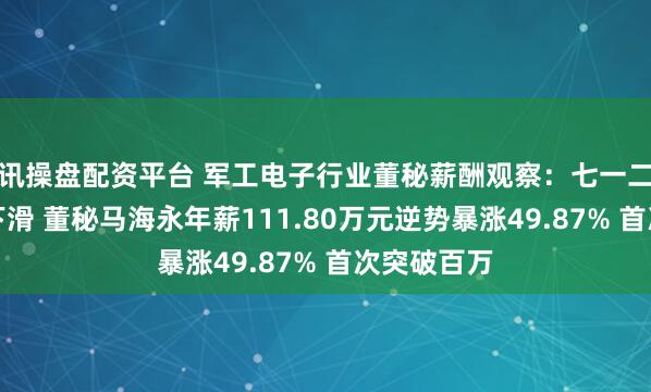 讯操盘配资平台 军工电子行业董秘薪酬观察：七一二业绩大幅下滑 董秘马海永年薪111.80万元逆势暴涨49.87% 首次突破百万